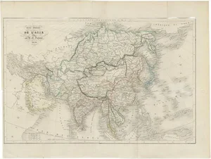 Antique Map of the Asian Continent, 1855