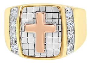 Diamond Cross Ring .40cttw 14k Yellow Gold, Size 9