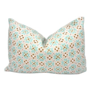 Anna Spiro Flora in Sea Mist Lumbar Pillow Cover For Sale