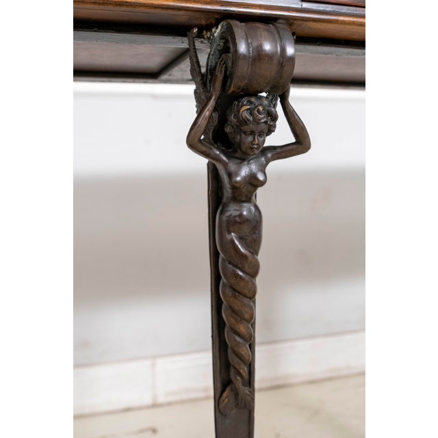 Theodore Alexander Mahogany & Figural Bronze 3 Drawer Console Table For Sale - Image 13 of 18