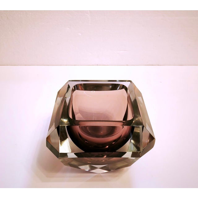 Vintage Murano Sommerso Diamond Bowl attributed to Alessandro Mandruzzato, Italy, 1970s For Sale - Image 6 of 18