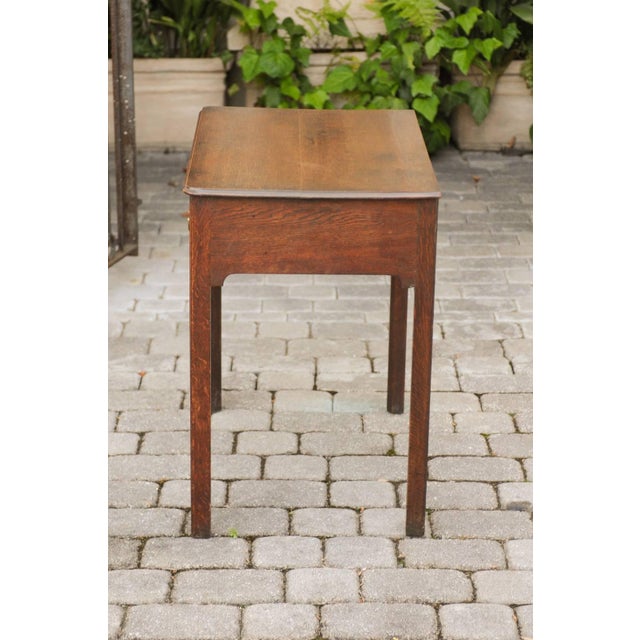 English English 1780s Georgian Oak Side Table with Marlborough Legs and Chinoiserie For Sale - Image 3 of 11