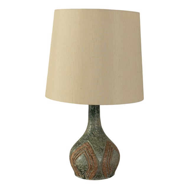 Table Lamp with Decorated Ceramic Base, 1970s For Sale