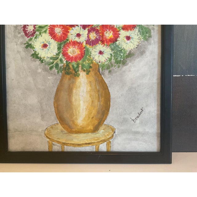 Contemporary Mid 20th Century Framed Floral Still-Life Painting - Signed For Sale - Image 3 of 14