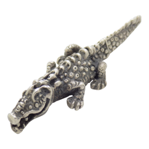Vintage Mexican Handmade Genuine Silver Crocodile / Alligator Figurine Miniature