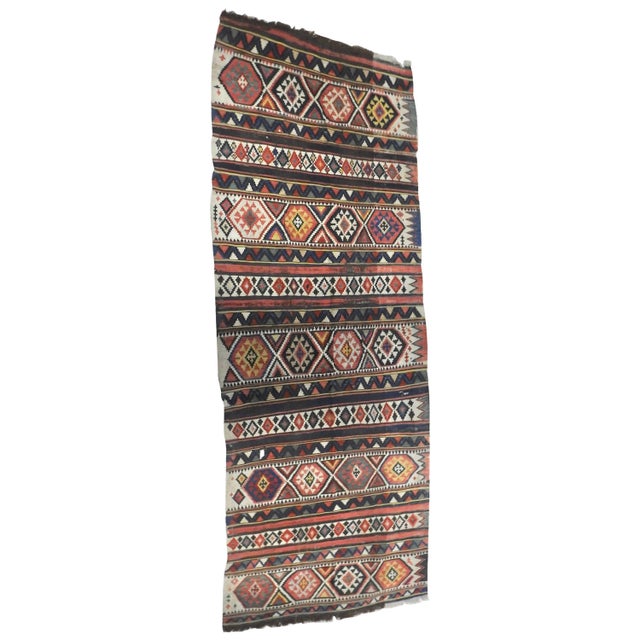19th Century Antique Handwoven Turkish Kilim Carpet Runner For Sale - Image 11 of 11