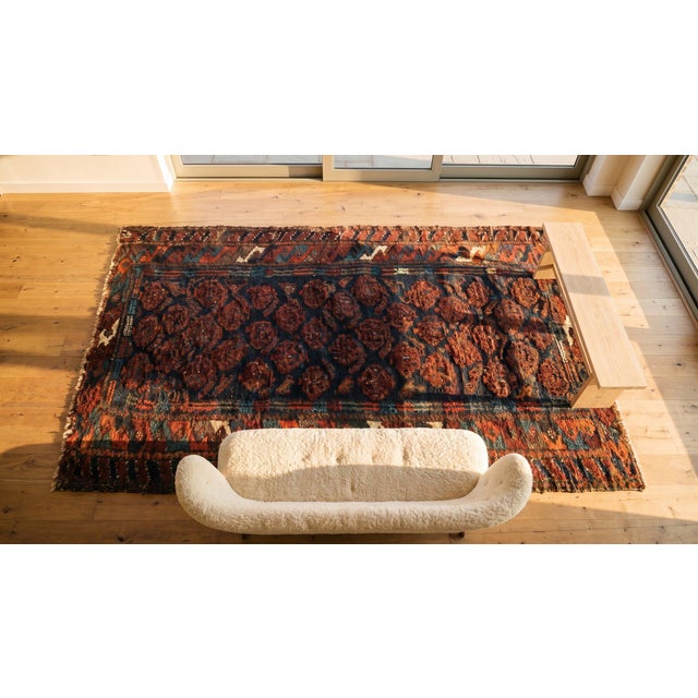 1900s Blue Navy Paisley Tribal Antique Persian Balouch Rug 1' 6''x 2' 6'' Handknotted Wool Carpet For Sale - Image 12 of 13
