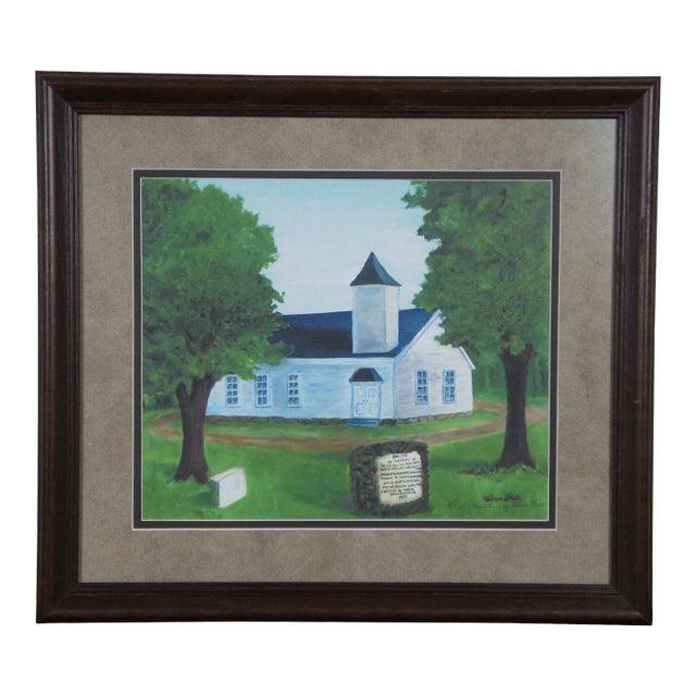 1980s Velma Flatt Cookville Tennessee Smiths Chapel Church Cemetery Print 23" For Sale