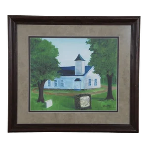 1980s Velma Flatt Cookville Tennessee Smiths Chapel Church Cemetery Print 23"