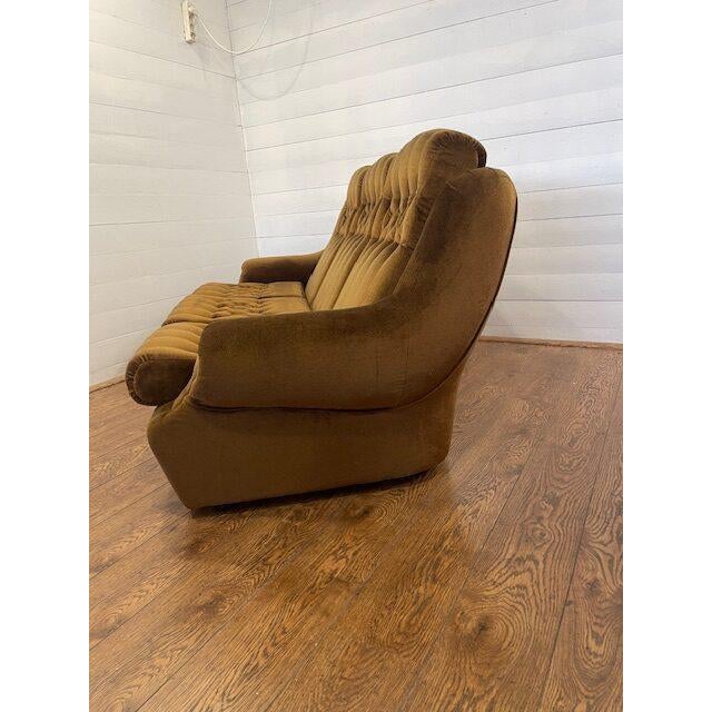 Vintage Polystyrene Golden Brown Seating by Tatra Nabytok, 1960, Set of 3 For Sale - Image 9 of 18