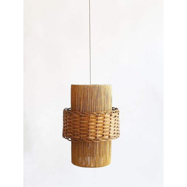 Mid-Century Modern Sisal & Rattan Pendant Light from Temde Leuchten, 1960s For Sale - Image 4 of 9