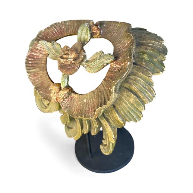 Baroque Baroque Architectural Fragment Hand Carved Painted For Sale - Image 3 of 4