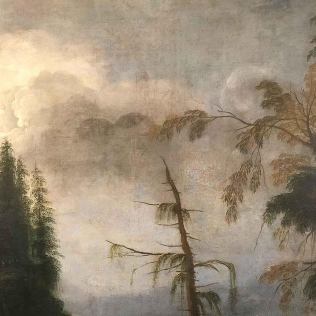 Venetian School, Animated Mountain Landscape with Architecture, 1800s, Oil on Canvas For Sale - Image 9 of 12