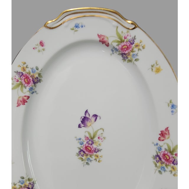 Mid 20th Century Vintage Noritake Japan Hand Painted Floral Gilded Large Serving Platter For Sale - Image 5 of 9