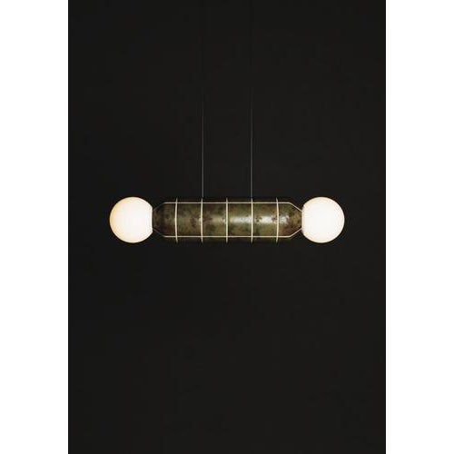 Navazi Medium Horizontal Lamp in Burnished Copper and Frosted Glass by Svitanok For Sale - Image 12 of 18
