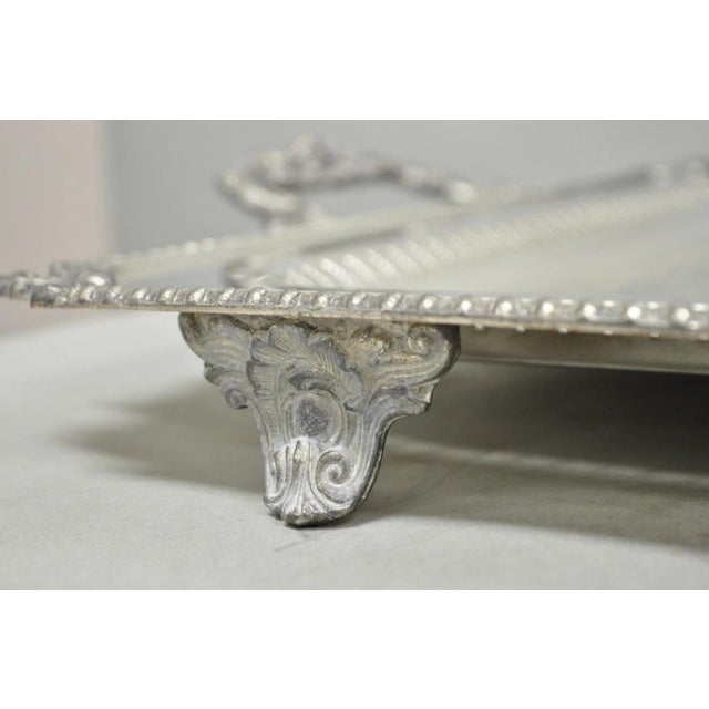 Vintage English Victorian Large Silver Plated Twin Handle Serving Platter Tray For Sale - Image 15 of 18