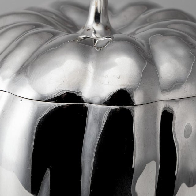 Vintage Italian Silver Plated Pumpkin Ice Bucket by Teghini. 1970 For Sale - Image 11 of 14