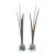 Vintage Verdigris Cattail Candleholders, Copper Bronze Metal, Pair, 13" For Sale