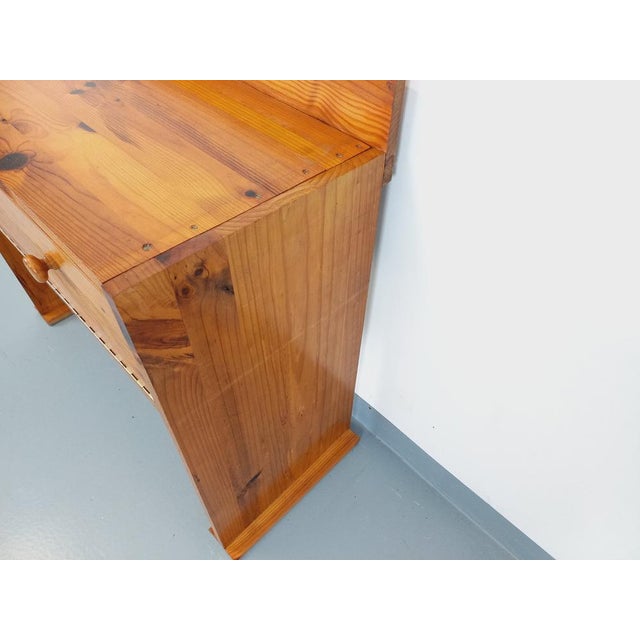 1970s Vintage Pine Desk with Toboggan Feet, 1970s For Sale - Image 5 of 15