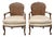 Late 20th Century Pair Century Furniture Lpuis XV Style Walnut Cane Back and Upholstered Fauteuils For Sale