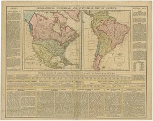 Antique Map of North and South America by Walker, 1828