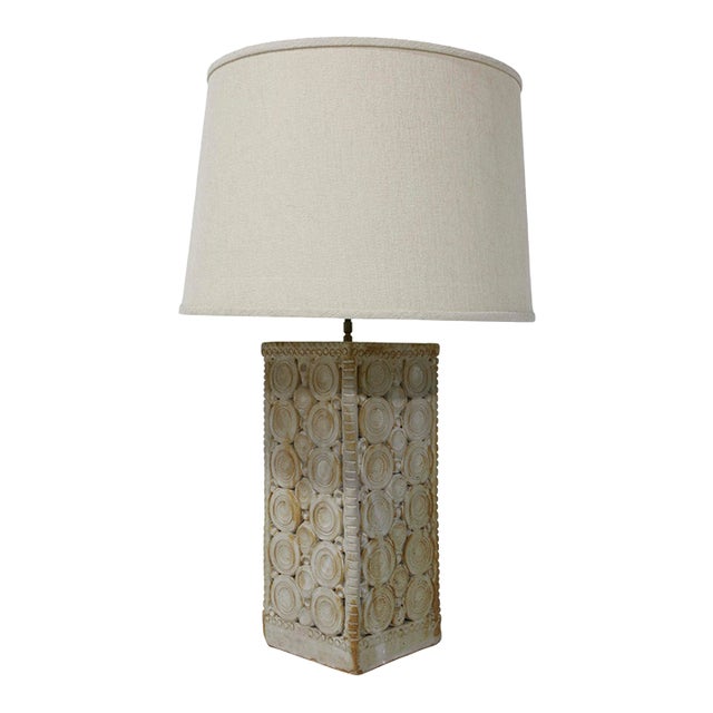 1950s Mid-Century Modern Ceramic Lamp Detailed Design, Style of Bernard Rooke For Sale