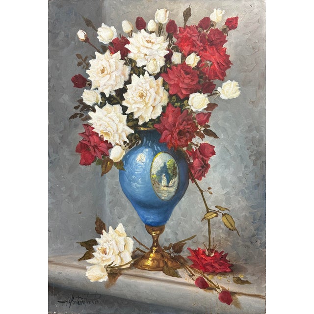 Classical Floral Still Life Oil Painting For Sale