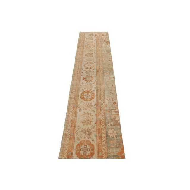 Traditional Rug & Kilim’s Sultanabad Style Runner in Blue With Orange Floral Pattern For Sale - Image 3 of 7