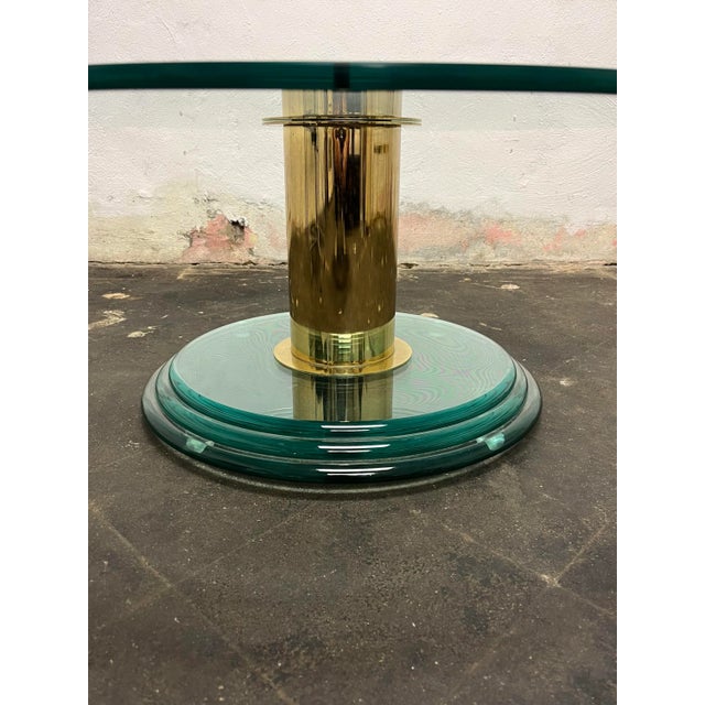 Metal Brass and Glass Pedestal Coffee Table For Sale - Image 7 of 7