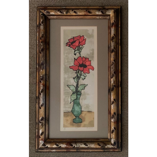 Abstract Flowers in Vase Lithograph by Merle Izard Signed, Numbered and Framed For Sale In Chicago - Image 6 of 7