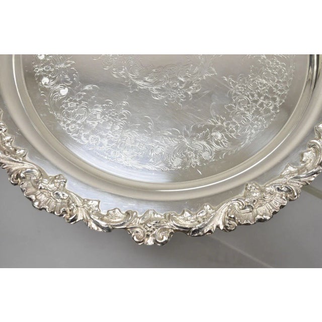 Pair of Vintage Webster Wilcox International Silverplate Round Seving Platter Tray For Sale - Image 9 of 12