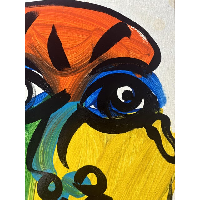 Peter Keil Late 20th Century Original Peter Keil Abstract Portrait Acrylic Painting on Canvas For Sale - Image 4 of 5
