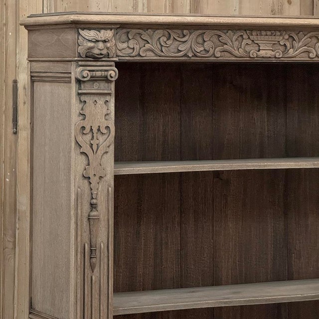 Mid 19th Century 19th Century Renaissance Revival Stripped Oak Open Bookcase For Sale - Image 5 of 18