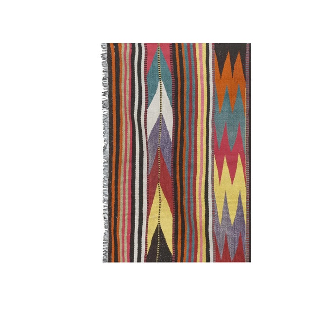Mid-Century Modern Turkish Colorful Kilim Rug 2'12" X 4'11" For Sale - Image 3 of 12