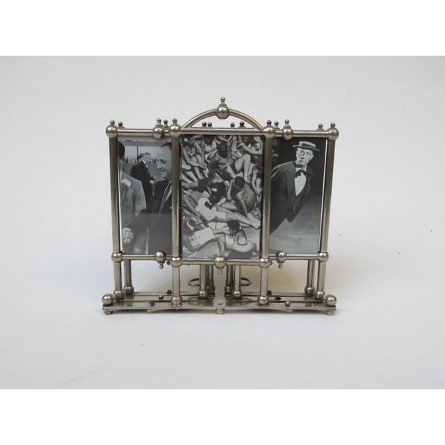 Art Nouveau Nickel Plated Picture Frame for 5 Photos For Sale - Image 3 of 18
