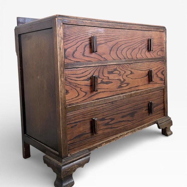 Art Deco Tiger Oak Chest of Drawers For Sale - Image 6 of 7