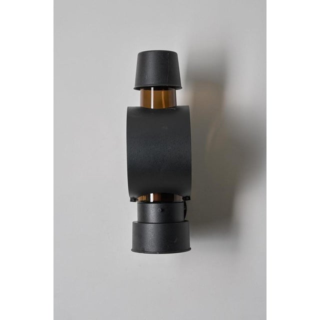 Industrial Boom Outdoor Wall Lantern in Brown Glass attributed to Bega, 1980s For Sale - Image 3 of 5