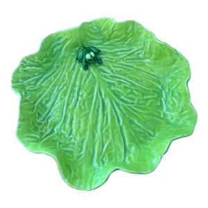 Vintage French Py Green Ceramic Lily Pad Decorative Plate