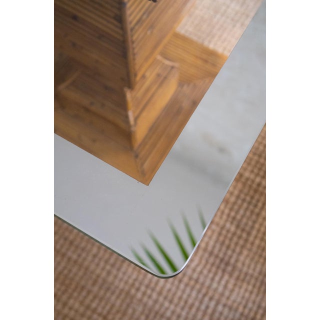 Rattan and Glass Dining Table from Vivai del Sud, 1970s For Sale - Image 6 of 7