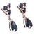 Modern 14 Karat White Gold and Blue Sapphire Drop Earrings 0.02 Total Diamond Weight, A Pair For Sale - Image 3 of 11
