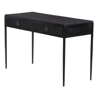 Contemporary Painted Iron and Leather Writing Desk in the Manner of Jean-Michel Frank For Sale