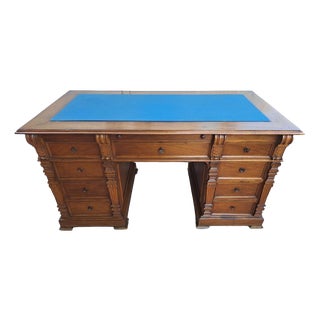 Antique Italian Center Desk in Walnut, 1890s For Sale