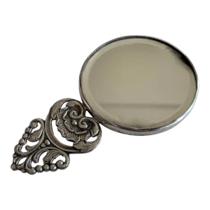 Vintage Danish Silver Plate Hand Mirror