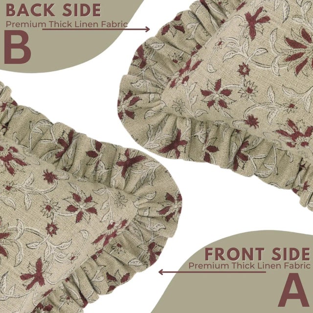 Not Yet Made - Made To Order Fabdivine Eco-Friendly Block Printed Frill Cover Cover 14x20 Inch Thick Linen- Aradhana For Sale - Image 5 of 5