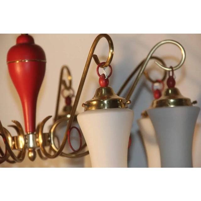 Mid-Century Italian Brass and Glass Chandelier, 1950s For Sale - Image 9 of 18