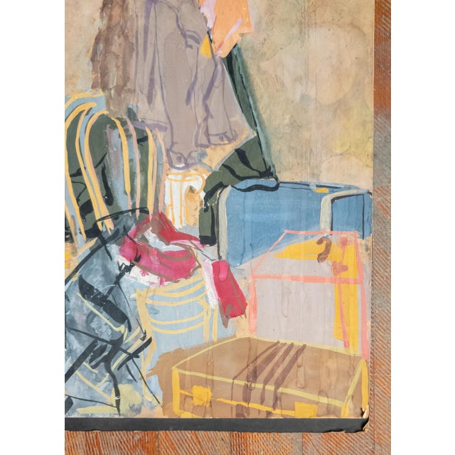 Mid-Century Gouache Painting of a Cluttered Corner, Unsigned For Sale - Image 4 of 7