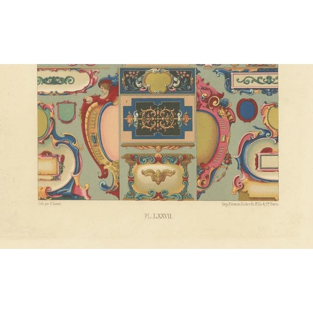 This richly colored chromolithograph from the 19th-century decorative arts series *l'ornement polychrome* presents a...