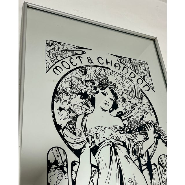 Vintage Art Nouveau Moët & Chandon Advertising Mirror, 1960s For Sale - Image 12 of 18