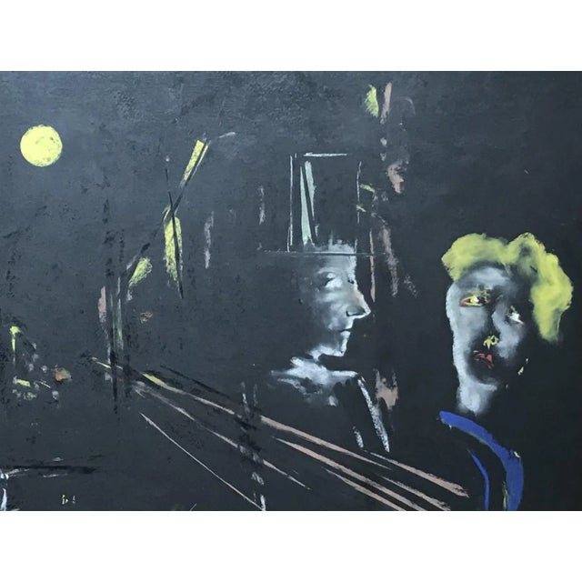 Julien Dinou, Pleine Lune, 1951, Oil on Cardboard For Sale - Image 4 of 10