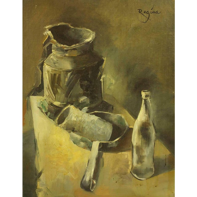 Regina Mundlak, Modernist Still Life, Jewish Polish Woman Artist Regina Mundlak Judaica Interior, Early 20th Century For Sale